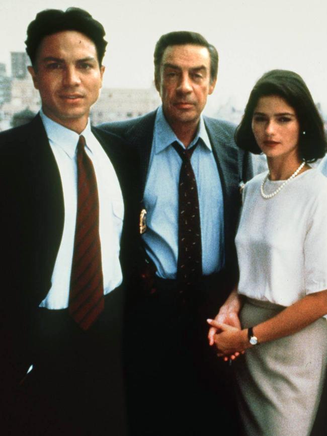 Bratt with castmates Jerry Orbach and Jill Hennessey during his star-making Law &amp; Order stint, which ran from 1995-1999. Picture: Supplied