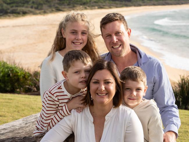 Labor candidate for the upcoming Federal bi-election for the seat of Eden-Monaro, Kristy McBain with family. Husband Brad, daughter Ruby (10yo) and sons Max (7yo and Jack (5yo). Photograph taken at Short Point Beach near Merimbula on the south coast.Photograph taken by Andrew Taylor on the 8th May 2020