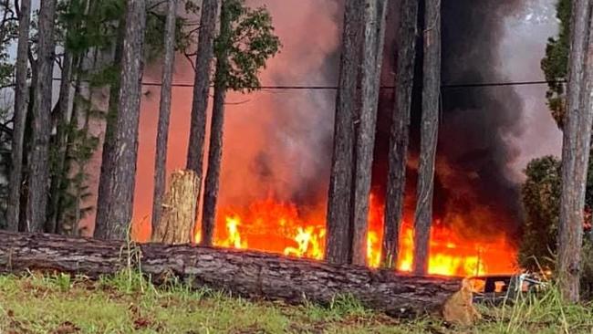 The house fire on Russell Island. Picture: Contributed