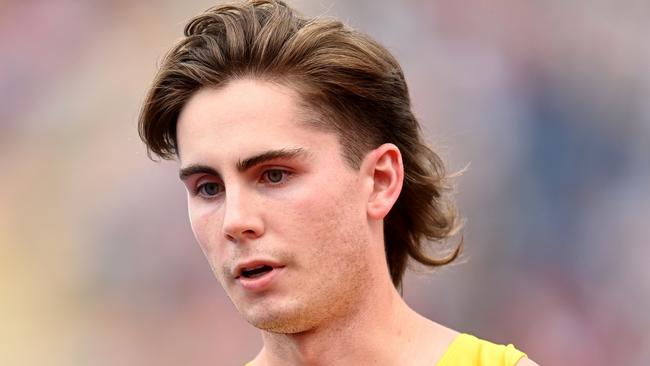 BIRMINGHAM, ENGLAND - AUGUST 02: Rohan Browning of Team Australia reacts after qualifying in the Men's 100m Round 1 heats on day five of the Birmingham 2022 Commonwealth Games at Alexander Stadium on August 02, 2022 on the Birmingham, England. (Photo by David Ramos/Getty Images)