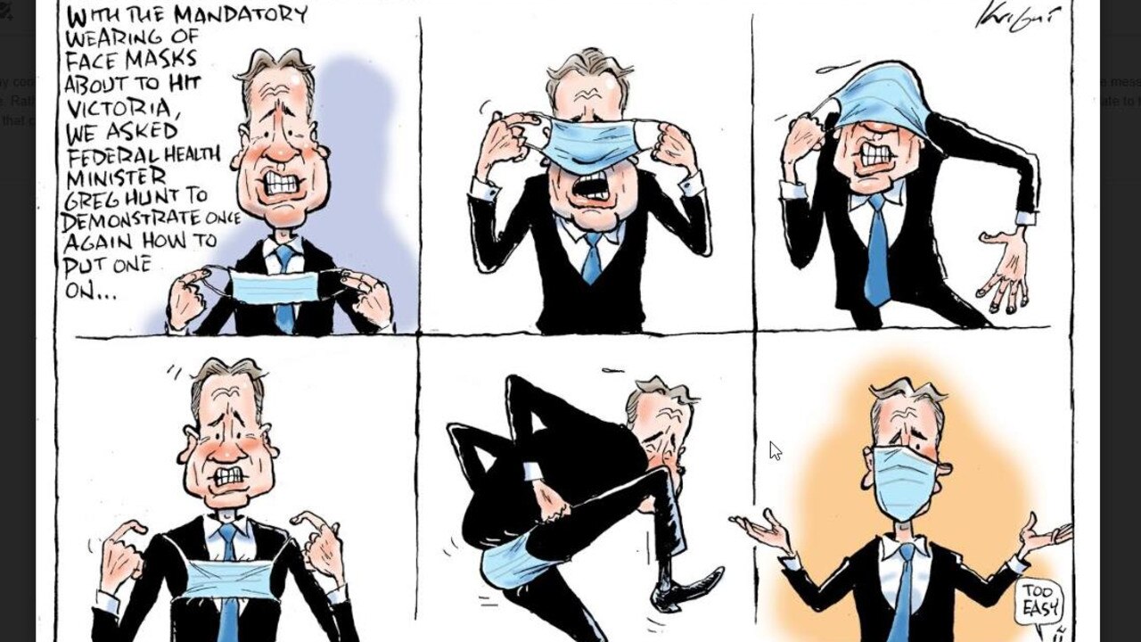 Mark Knight cartoon: Health Minister Greg Hunt wearing a face mask ...