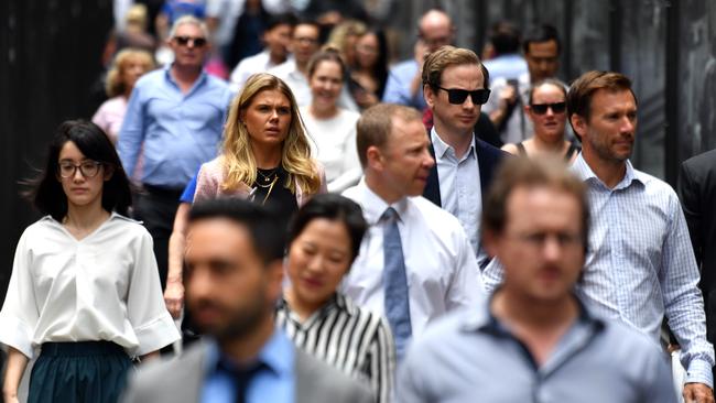 Several major employers have told The Australian their offices will be able to accommodate only between 50 to 70 per cent of their workers under NSW’s 2sq m rule. Picture: AAP