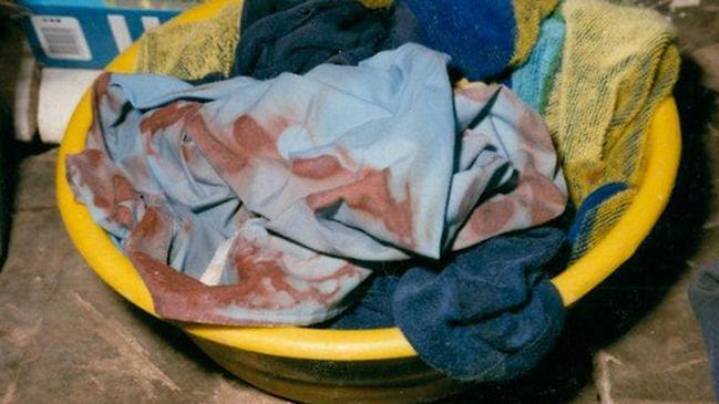 Bloody clothing collected as evidence by police. Picture: HWT Library