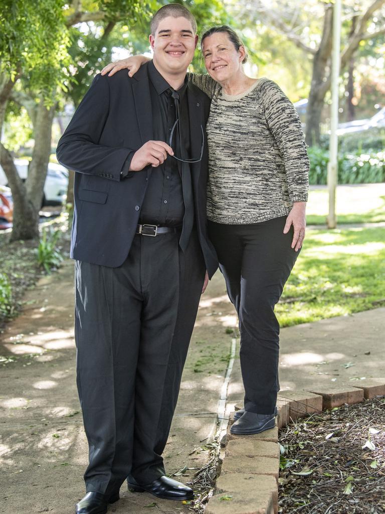 17 year old Bayley Stanton and his mother Jackie Baxter are thrilled with his school formal attire thanks to Project School Formal. Picture: Nev Madsen