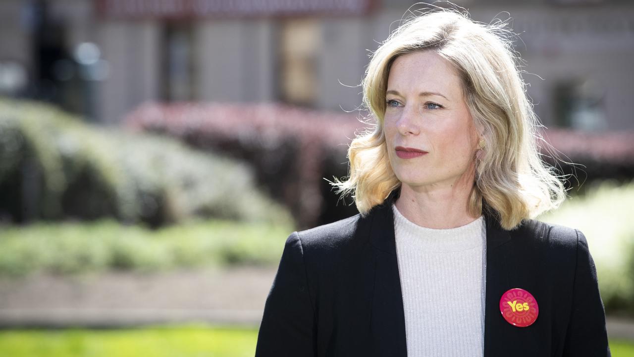 Labor leader Rebecca White at parliament lawns. Picture: Chris Kidd