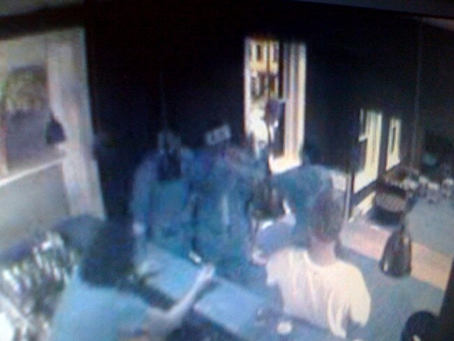 CCTV image of the incident between coach Jason Taylor and David Fa'alogo in 2009.