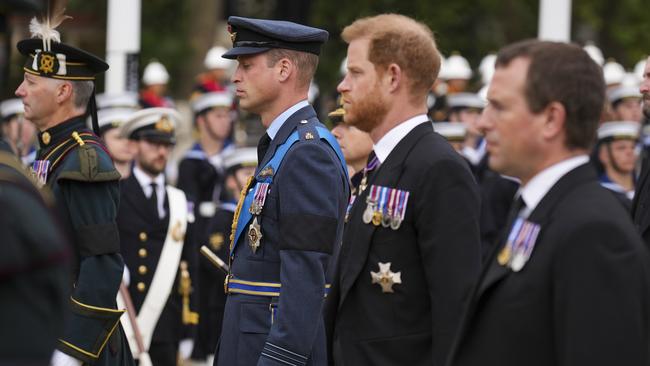 While Prince William was allowed to wear his military uniform, Prince Harry was not. Picture: Emilio Morenatti – WPA Pool/Getty Images.