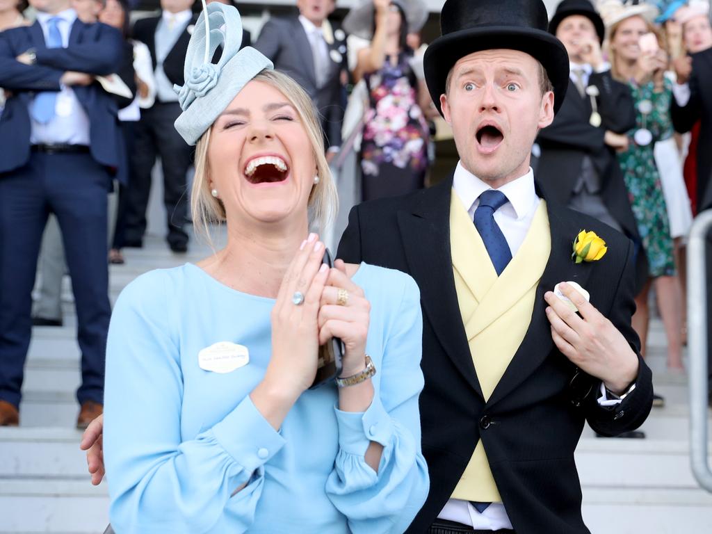 Guests celebrate on day five of Royal Ascot at Ascot Racecourse on June 22, 2019 in Ascot, England. Picture: Chris Jackson/Getty Images