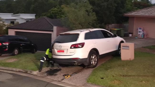 Stolen car dumped in driveway of Pimpama home. Picture: Supplied