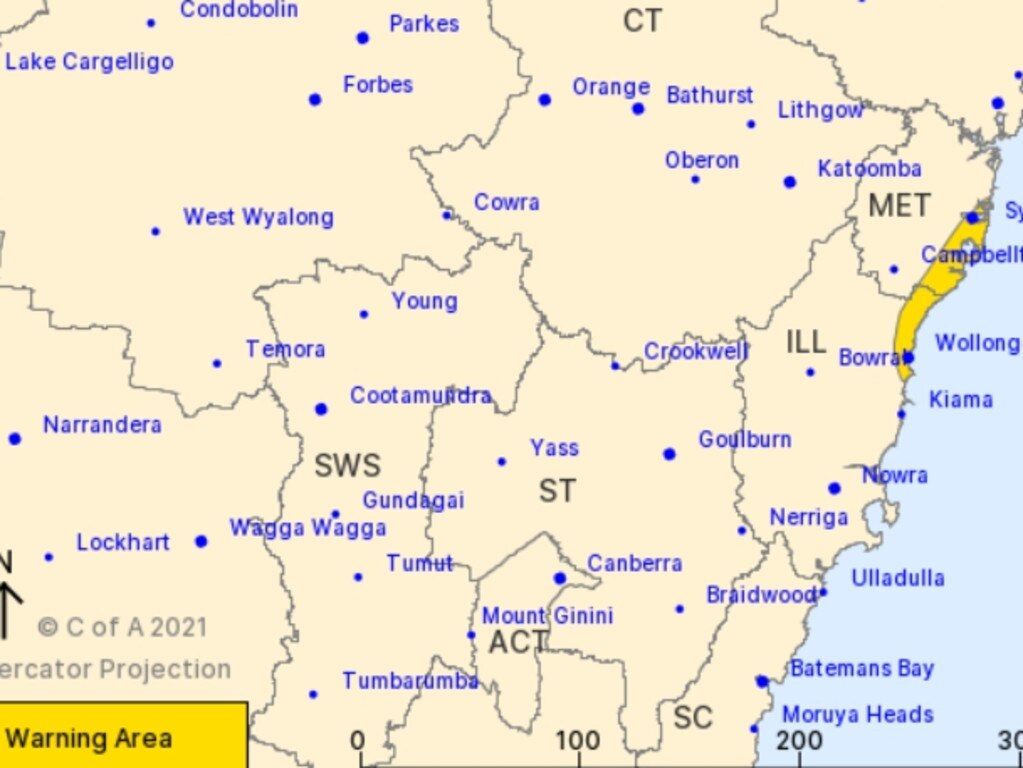 The temperature fell 10 degrees as a southerly wind change hit Sydney. Source: Bureau of Meteorology