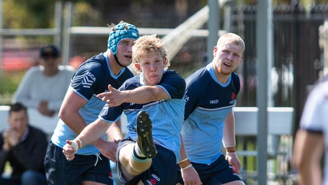 Tom Morrison in the NSW Waratahs Gen Blue U19 match against the ACT Brumbies in round two of the U19 rugby championships 2022. Pic: Julian Andrews