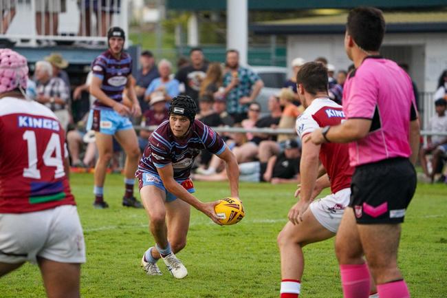 Former Central Queensland Capras Mal Meninga Cup hooker Tommy Green passes the ball in 2023.
