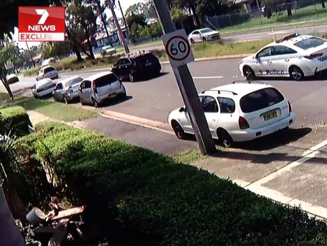 Police cars in pursuit of the Mazda. Picture: Seven News