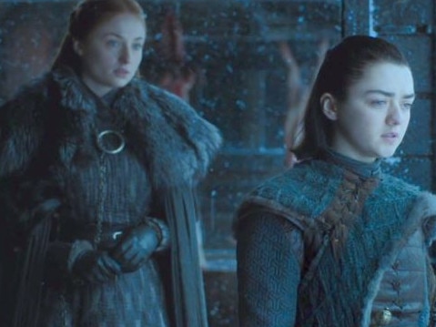 Sophie Turner and Maisie Williams as Sansa and Arya Stark in Game of Thrones. Picture: Supplied