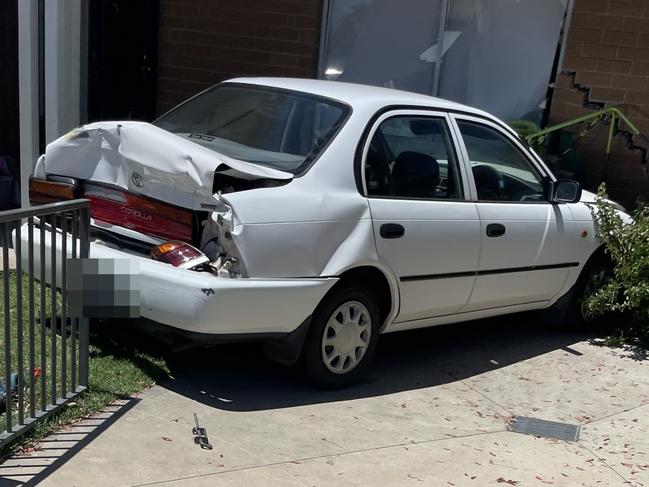 A car has smashed into a house on Etiwanda Ave in Mildura. Picture: Stuart Kavanagh