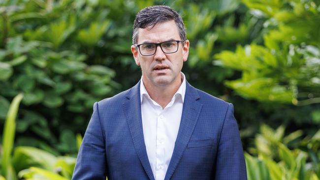 MELBOURNE, AUSTRALIA - Newswire Photos February 27, 2023: Victorian shadow minister for crime prevention, Brad Battin MP during a press conference outside Parliament. Picture NCA NewsWire / Aaron Francis