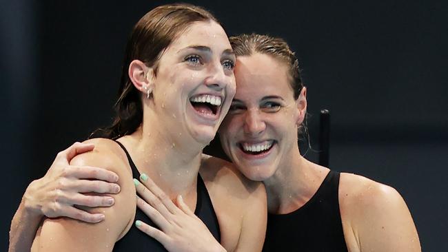 Meg Harris and Bronte Campbell. Picture: Al Bello/Getty Images