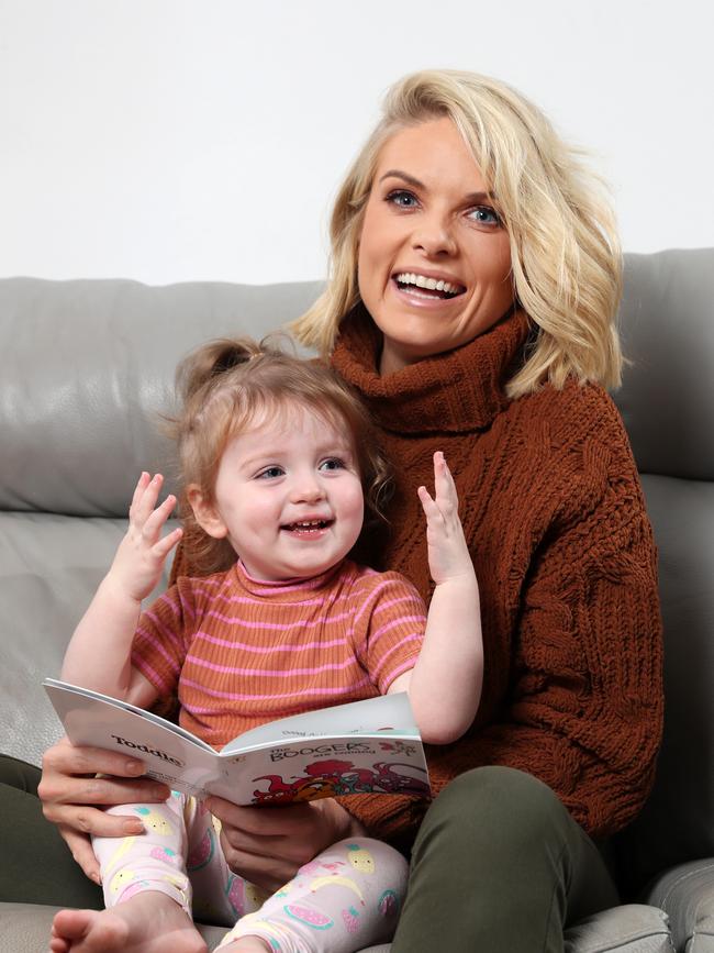 Erin Molan with her daughter Eliza. Picture: Jonathan Ng