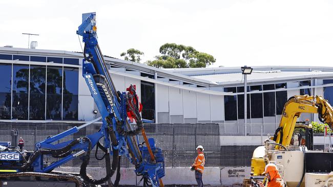 Sinkhole in Rockdale Sinkhole opens near industrial complex in southern Sydney. Workers onsite at West Botany Street in Rockdale trying to fix the issue. Picture Sam Ruttyn