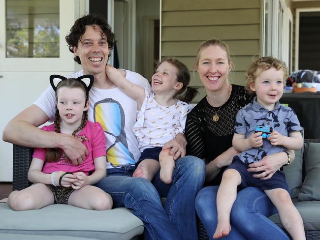 Mia with dad Peter, mum Amy, sister Ellie and brother Max. Picture: Tara Croser