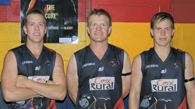 Chad Kennett (middle) has been a star for BDT for multiple years. Picture: Border Downs Tintinara Football Club