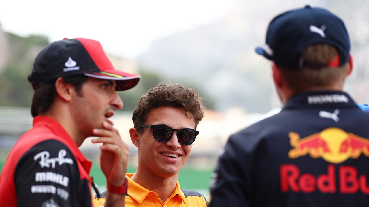 (L0R) Carlos Sainz of Spain and Ferrari, Lando Norris of Great Britain and McLaren and Max Verstappen of the Netherlands and Oracle Red Bull Racing will earn a combined $80 million this year alone. Picture: Clive Rose/Getty Images