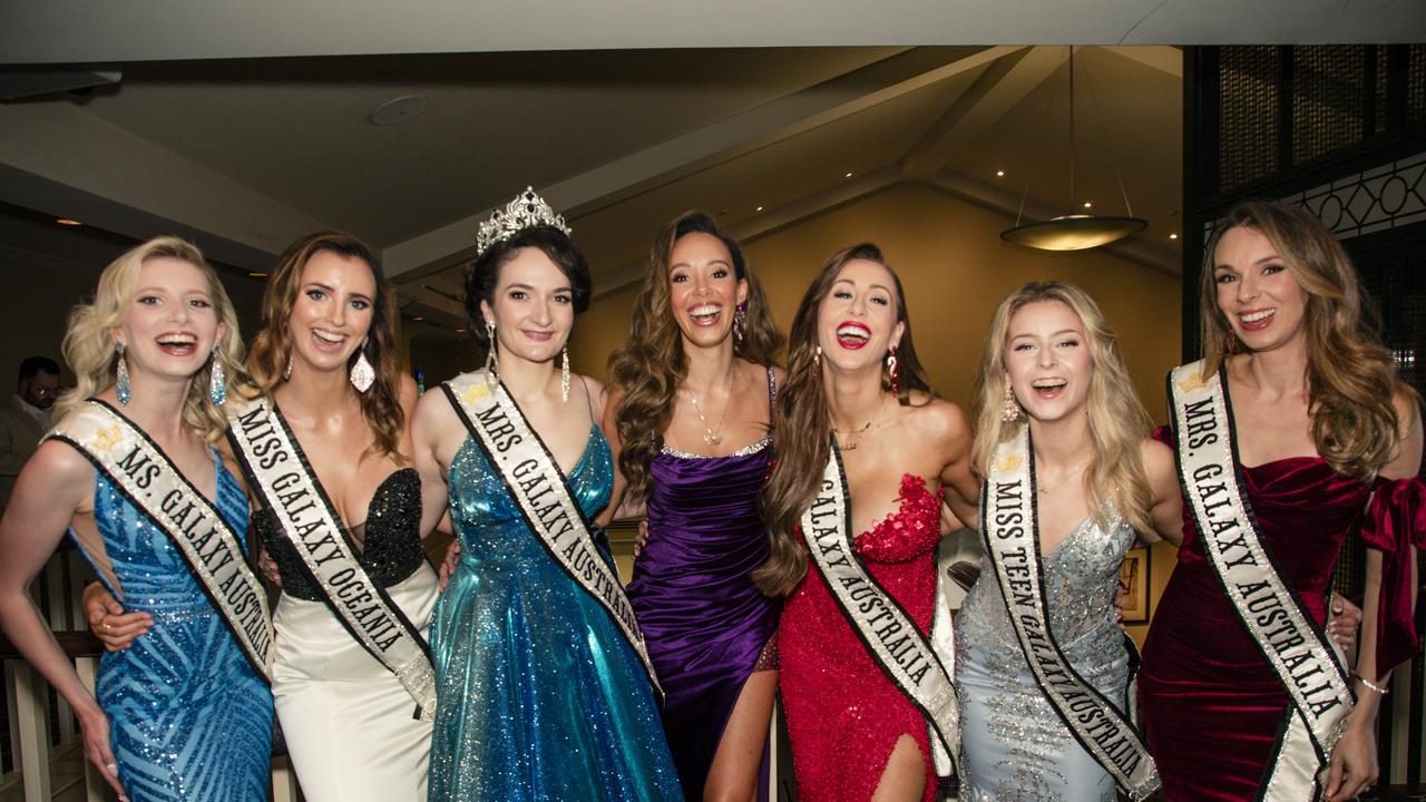 Lisa Craig, Alicia Van Schoonhoven, Eleni Selleck, Shikye Smith, Charlotte Cushing, Zoe Stam and Shantelle Maier at the Intercontinental Sanctuary Cove hosts the Miss Australia National Final and crowning of three Miss Australia’s on the Gold Coast. Picture: Glenn Campbell