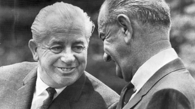 Former prime minister Harold Holt declared Australia was “all the way with LBJ” over support for the Vietnam War. Picture NCA Newswire.