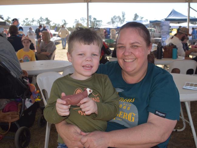 Marlissa with grandson Sterling from Goombungee at the Leyburn Sprints, August 17, 2024. (Photo: NRM)