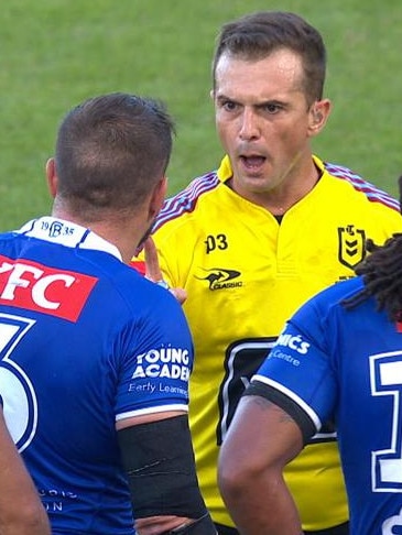 Grant Atkins warns Josh Reynolds.