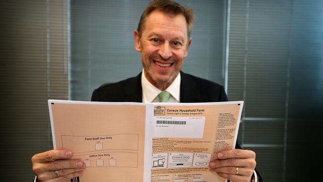 Australian Statistician David Kalisch with a 2016 Census form. Picture Kym Smith