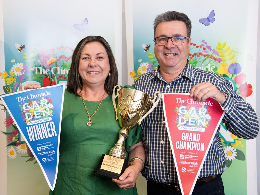 City Grand Champion garden winners. Leisa and Serge Rossignol, 112 Neil Street, South Toowoomba. Chronicle Garden Competition, awards presentation at Oaks Toowoomba Hotel.Thursday September 14, 2 023