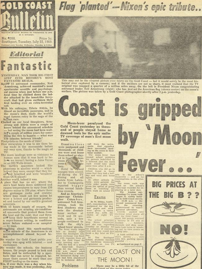 Gold Coast Bulletin, July 22, 1969, featuring the Bulletin’s coverage of the Moon landing.