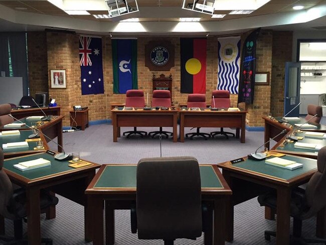 Lismore mayor Jenny Dowell posted this photo of the empty Lismore City Council chambers with her Facebook message.