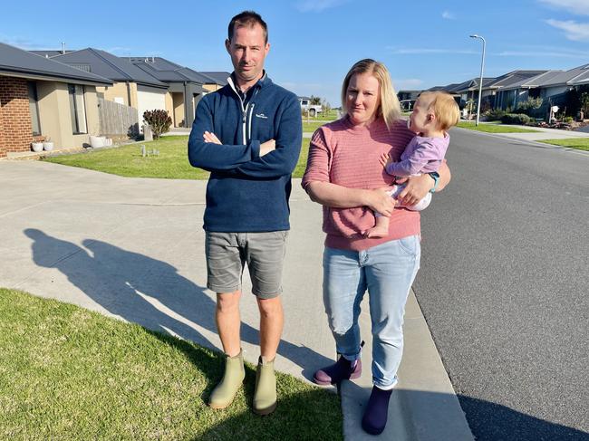 Wonthaggi north residents Brett and Amy Wagenaar have been living in their home since September 2020, and were not informed on the EAO applied to their property until April this year. Picture: Jack Colantuono