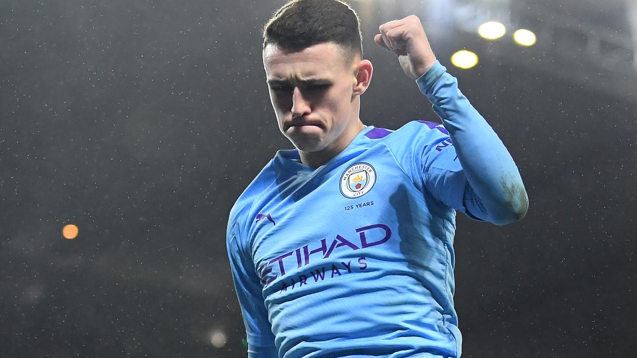 Phil Foden celebrates after scoring Manchester City's fourth goal against Port Vale at Etihad Stadium. Picture: Getty Images