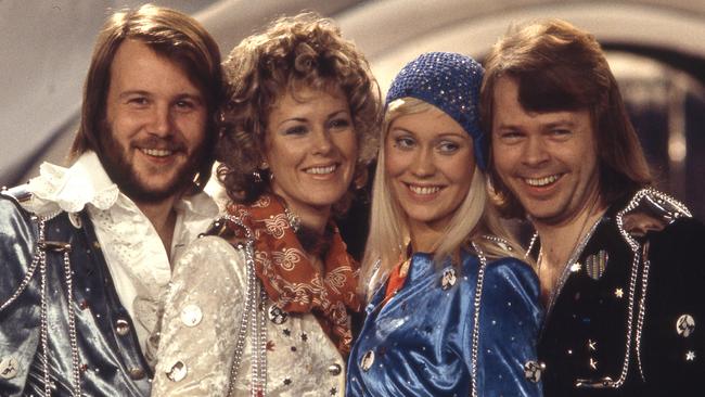 The members of ABBA after their win in the Eurovision Song Contest in 1974.