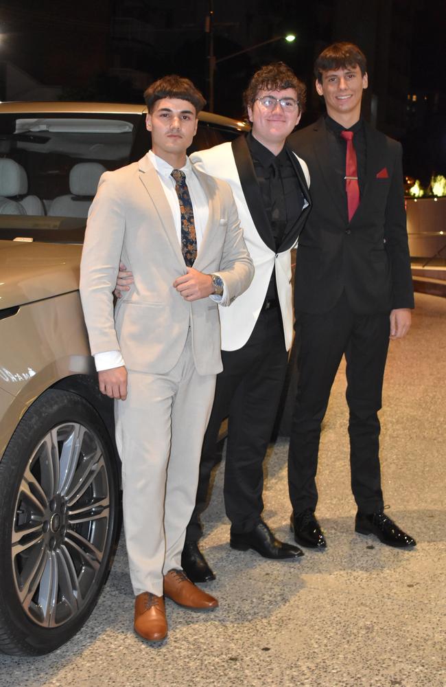 Oscar S, Jagger V and William W at the Siena Catholic College Yr 12 Benefit Ball (formal 2024).