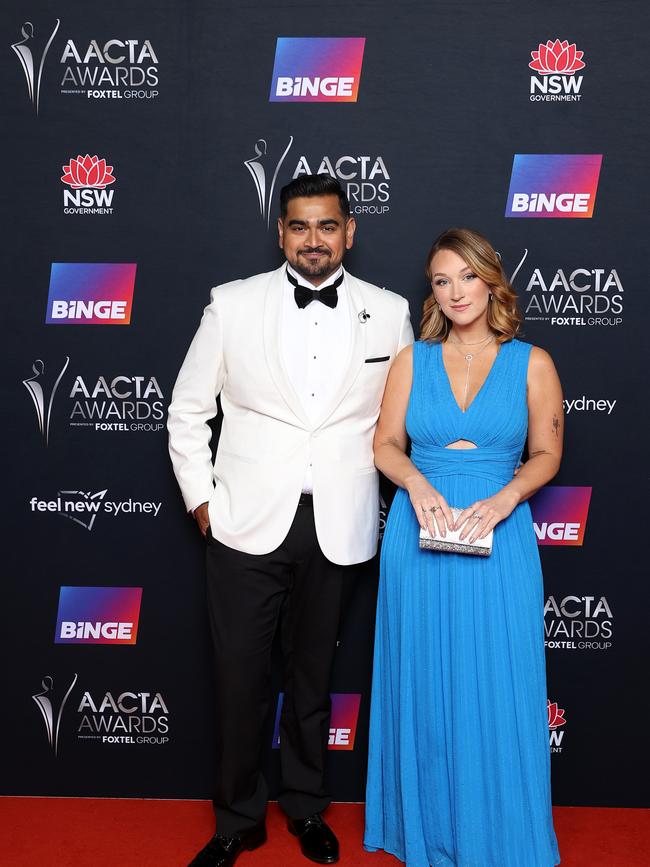 Dilruk Jayasinha and Madison Royal at the 2022 AACTA Awards in Sydney. Picture: Brendon Thorne.