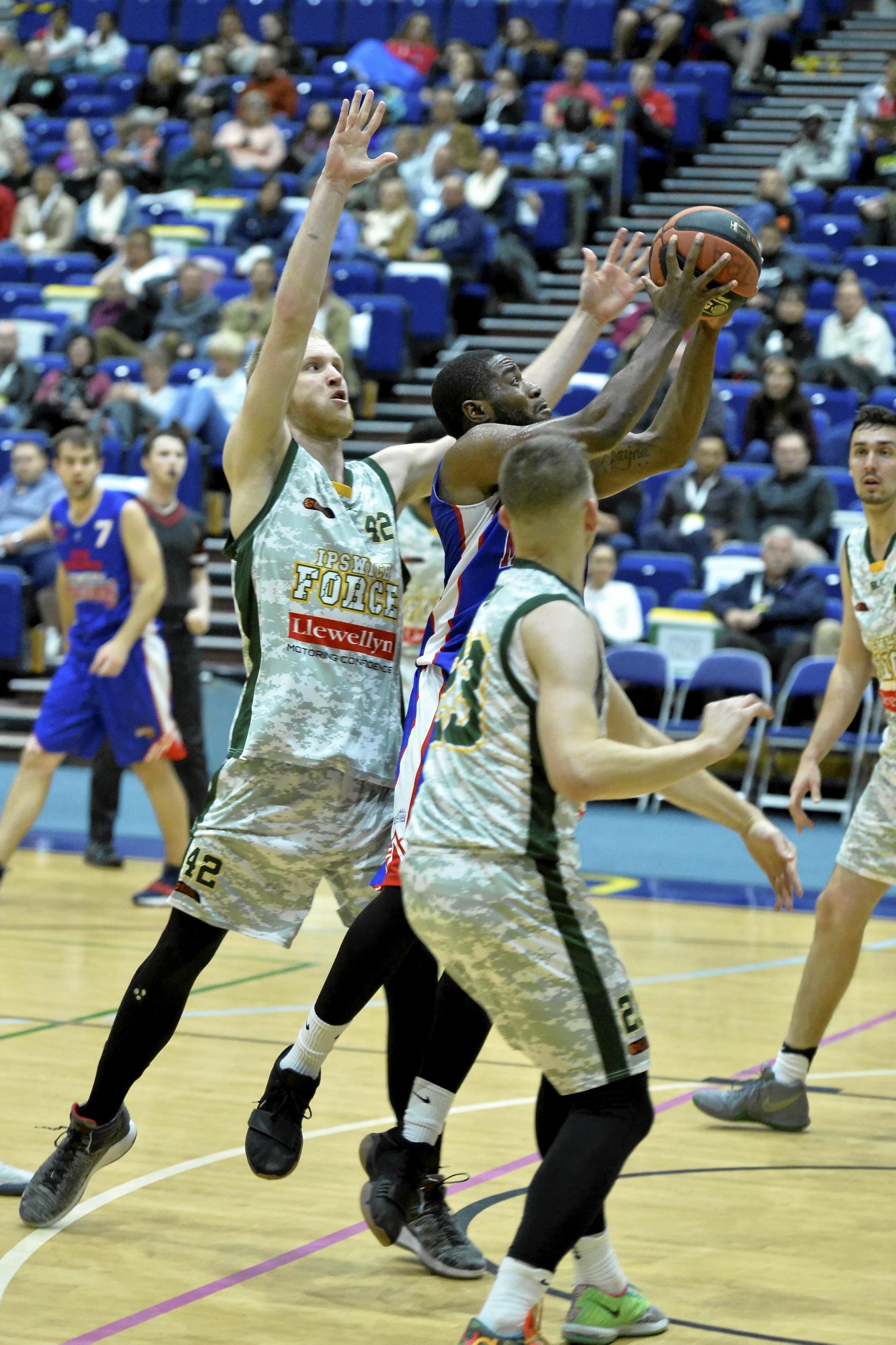 Damon Bozeman for Toowoomba Mountaineers against Ipswich Force in QBL men round seven basketball at USQ's Clive Berghofer Recreation Centre, Saturday, June 9, 2018. Picture: Kevin Farmer