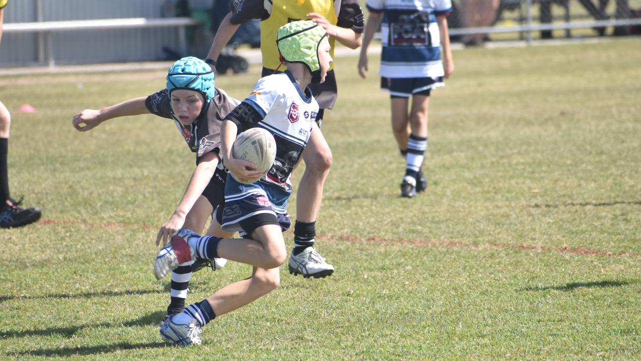 Dainyn Misztela in the Magpies and Bulldogs White clash in the RLMD U11 Mixed division at RLMD Fields, August 7, 2021. Picture: Matthew Forrest