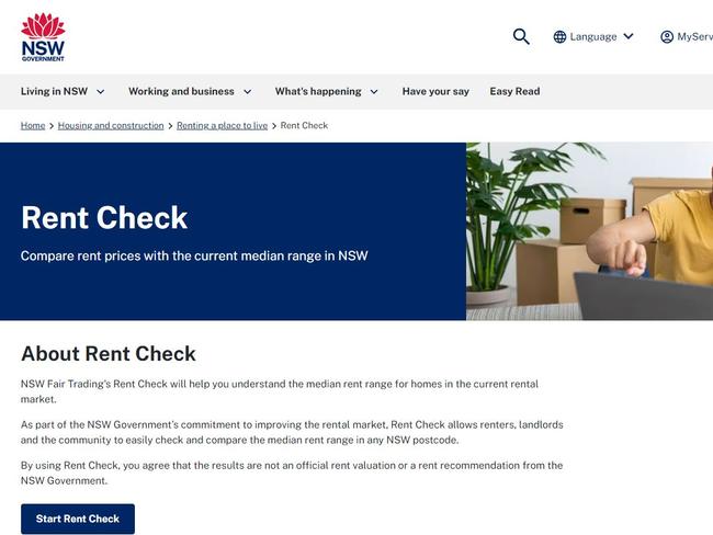 The Rent Check website.