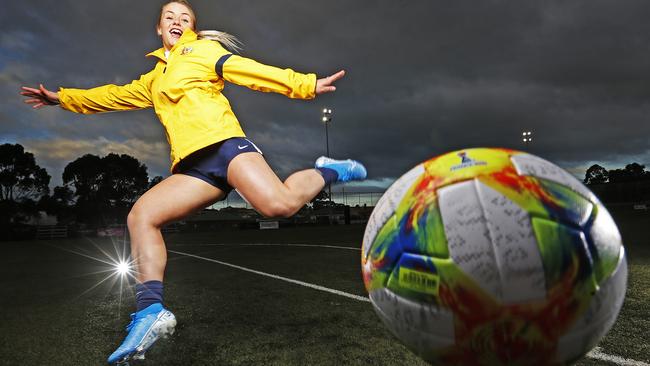 Former young Matildas representatives Aimee Medwin is excited the FIFA Women's World Cup is coming to Australia and New Zealand in 2023. Picture: ZAK SIMMONDS