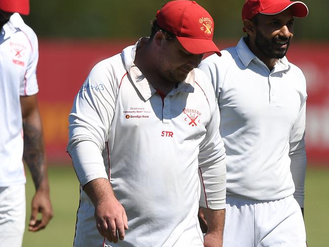 Glenroy players react after the VTCA Cricket match Glenroy and West Coburg at Sewell Reserve in Glenroy, Saturday, February 29, 2020. (Photo/Julian Smith)