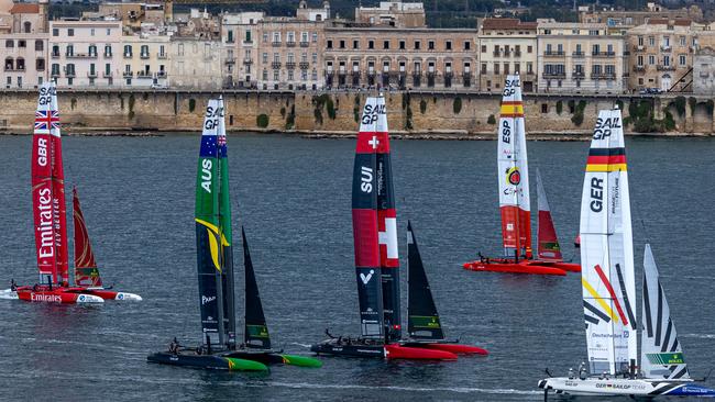 The SailGP fleet in action in Italy.