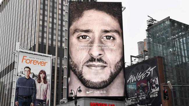 Social activist and former footballer Colin Kaepernick in a Nike ad in New York. Picture: AFP