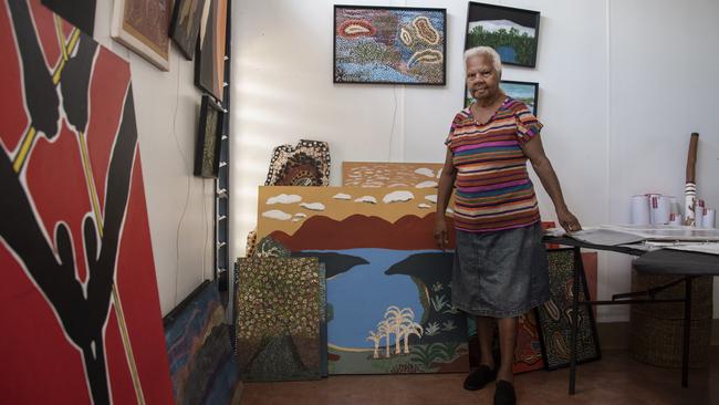 Gumba Gumba artist Madge Bowen at Nganthanun Bamawi Bayan Gallery in Hopevale. Picture: Brian Cassey