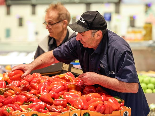 NEWS ADV   Foodland Supermarket  fruit & veg manager Joe Del Duca who yelled at the ram raiders  at Felixstow sorting capsicums  .Pic: Russell Millard