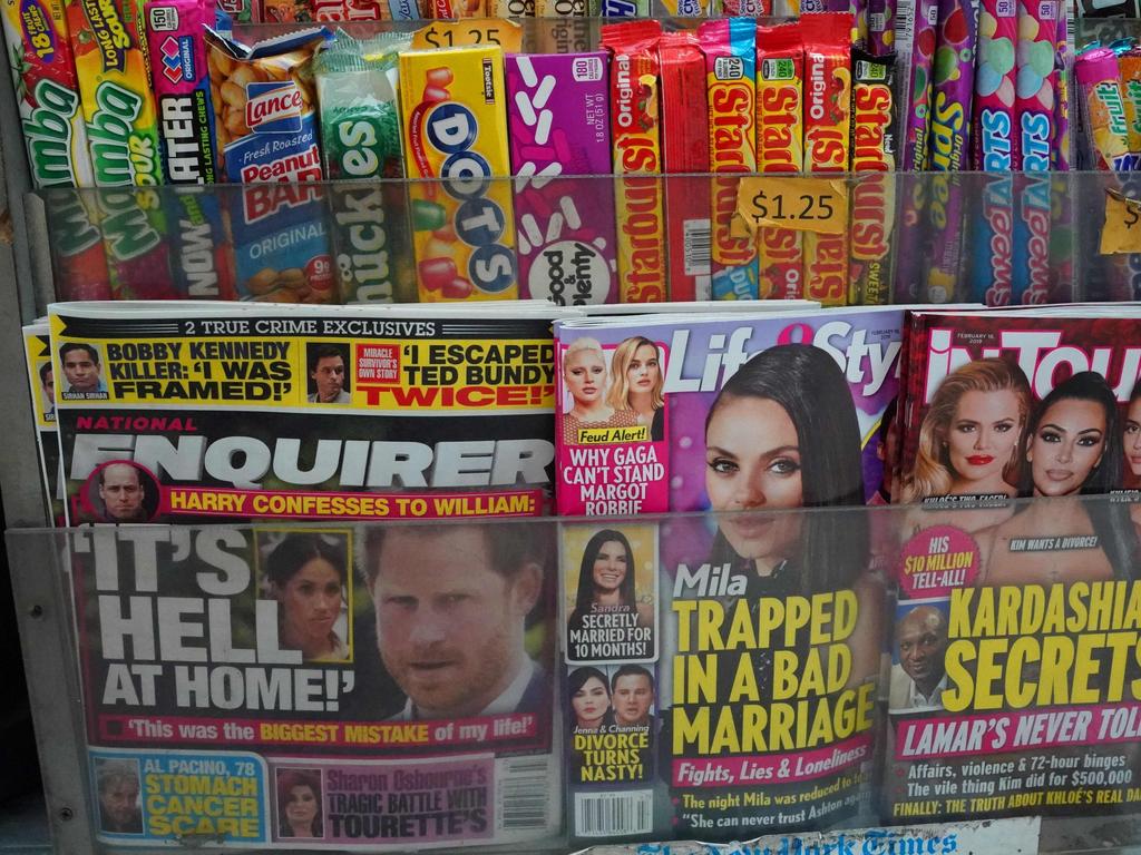 The National Enquirer, pictured at a New York newsstand, has been in operation since 1926. Picture: AFP