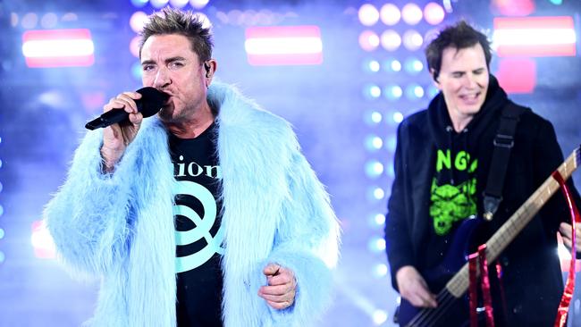 Still going ... Simon Le Bon and John Taylor perform as Duran Duran helps bring in 2023 in Times Square in New York. Picture: Getty Images